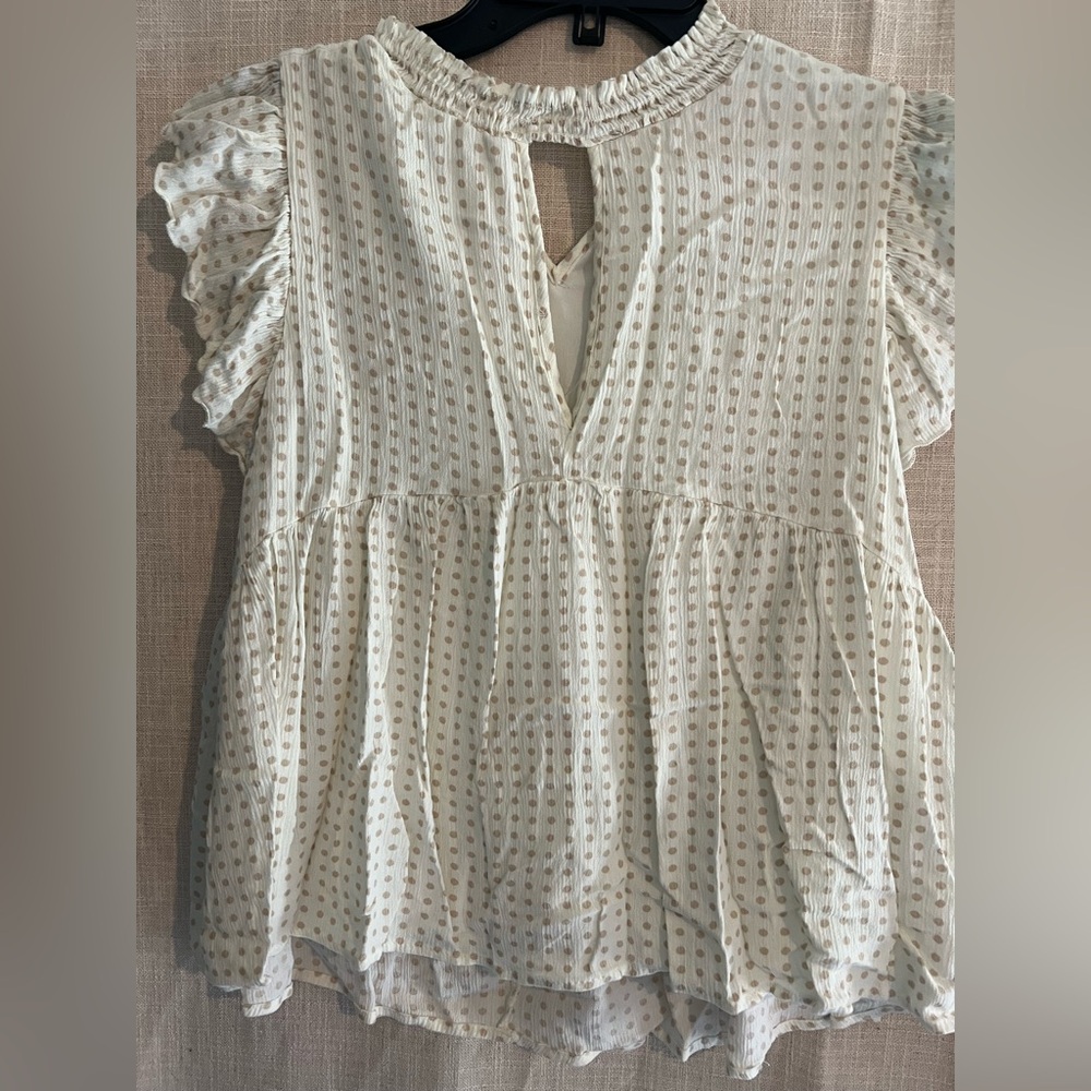 Peach Love California Cream Ruffled Blouse